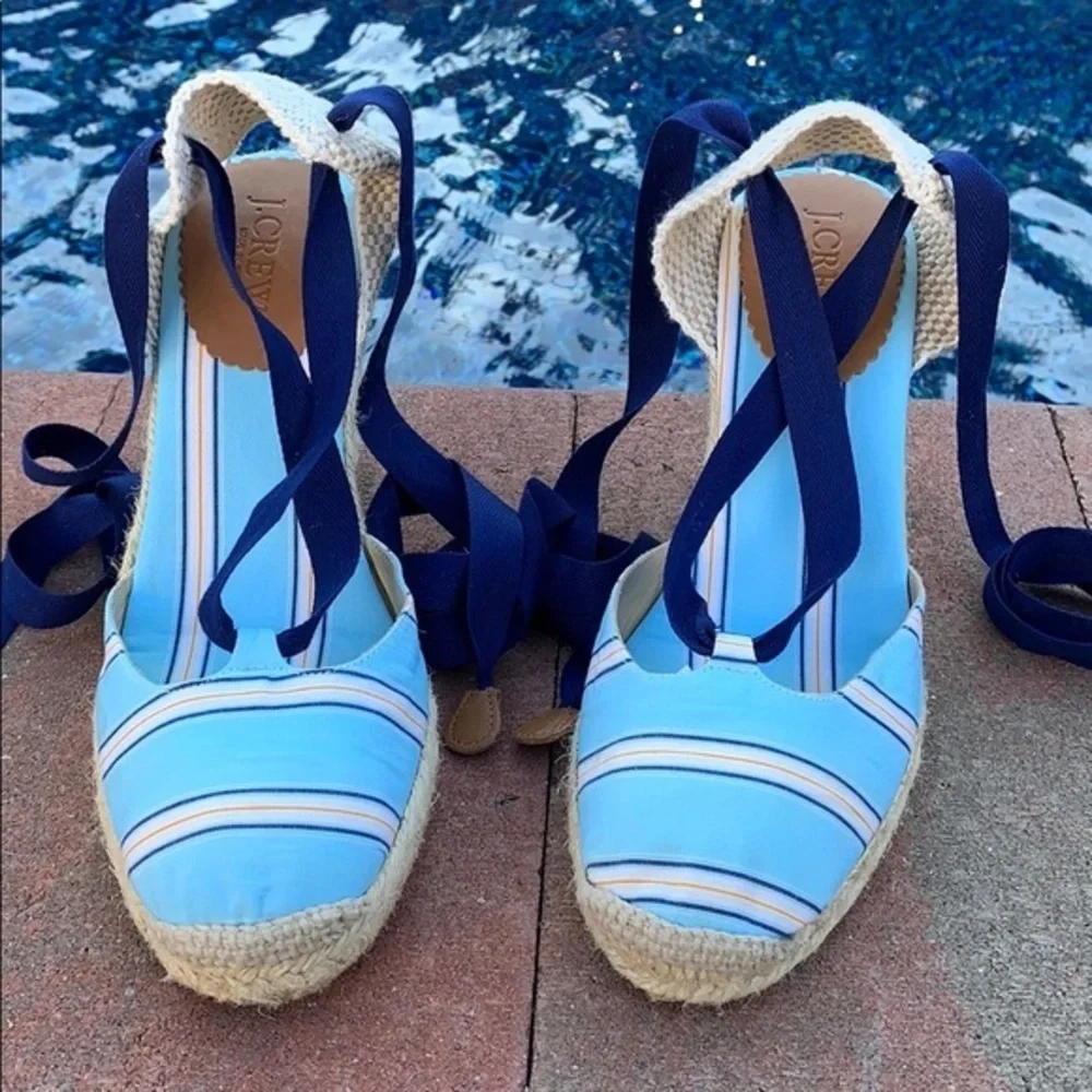 J. Crew Wedge Espadrilles Ankle Tie Size 7